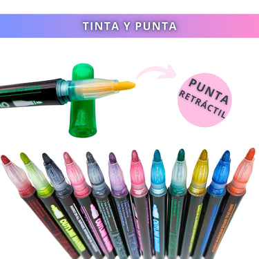 IBRIQO® Rotuladores de Purpurina Metalizados 12 Colores